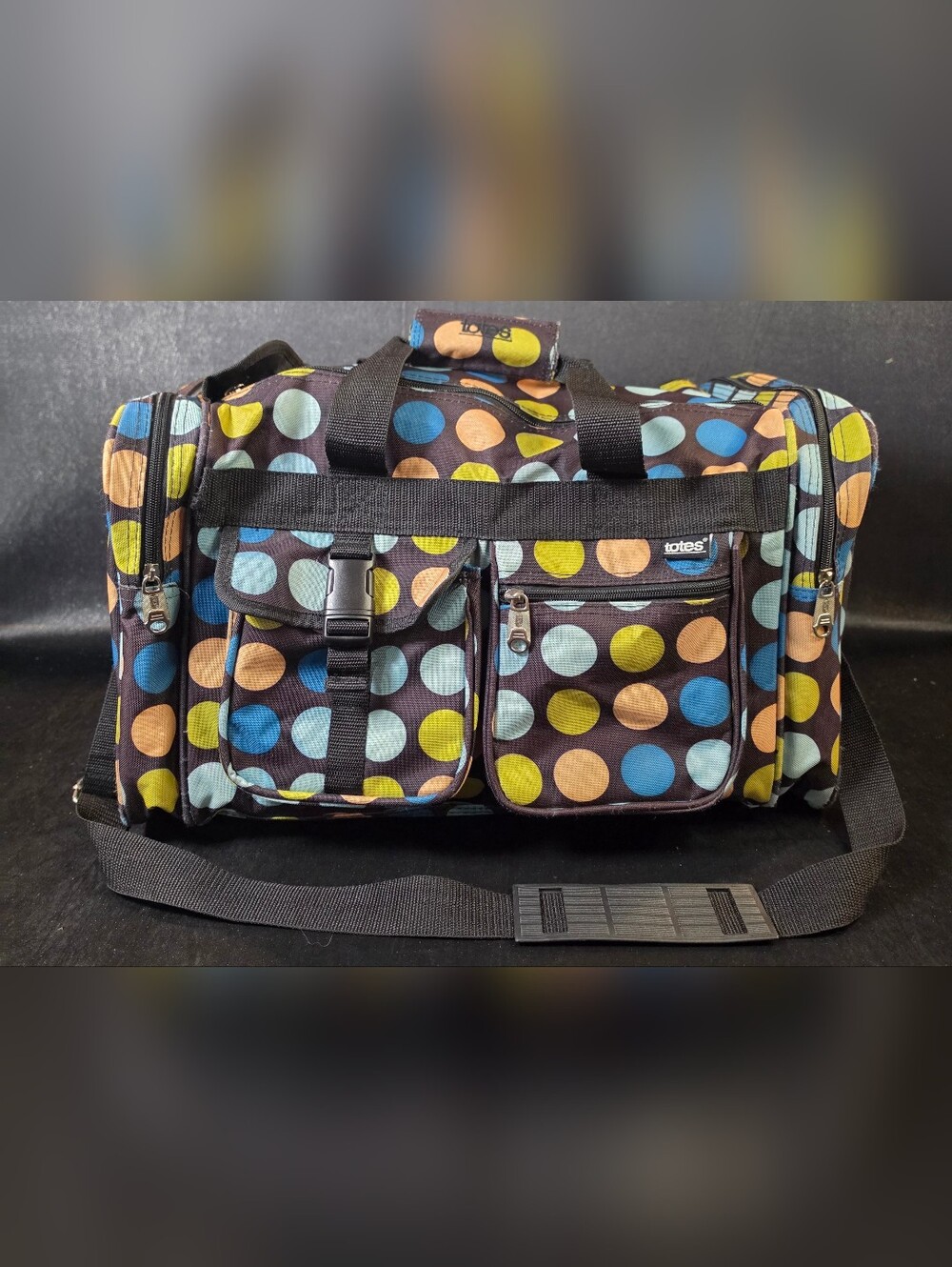 Totes Polka Dot Duffel Bag Travel Overnight Carry On Multi Pocket Shoulder Bag